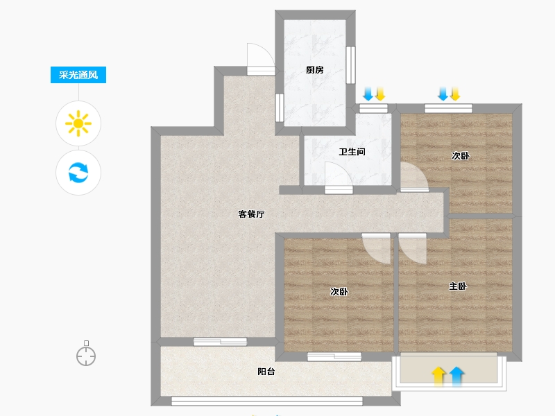 江苏省-南京市-宋都柏悦府A92m²-73.01-户型库-采光通风