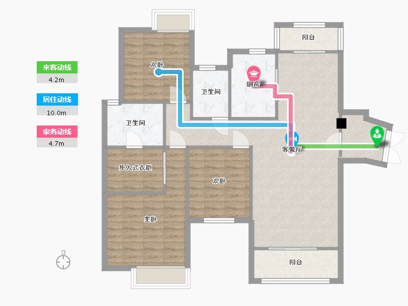 湖南省-长沙市-深业睿城洋房C2户型137m²-106.72-户型库-动静线