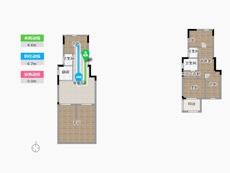 湖南省-长沙市-长沙院子下叠Y14,Y16A-1户型179m²-143.00-户型库-动静线