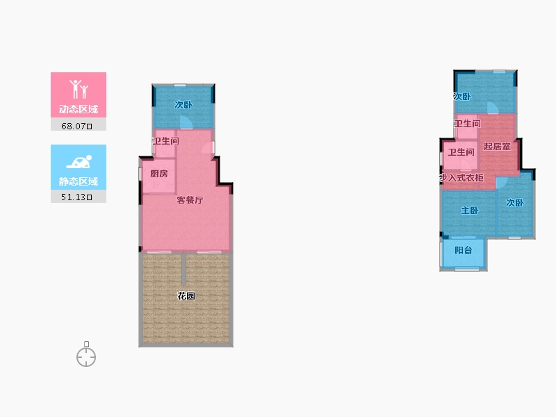 湖南省-长沙市-长沙院子下叠Y14,Y16A-1户型179m²-143.00-户型库-动静分区