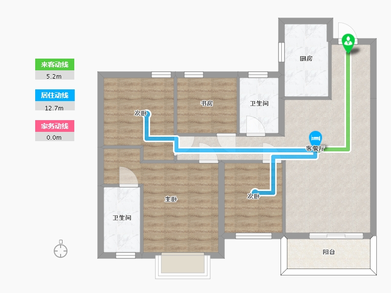 湖南省-长沙市-保利堂悦E户型5,4,1栋119m²-82.37-户型库-动静线