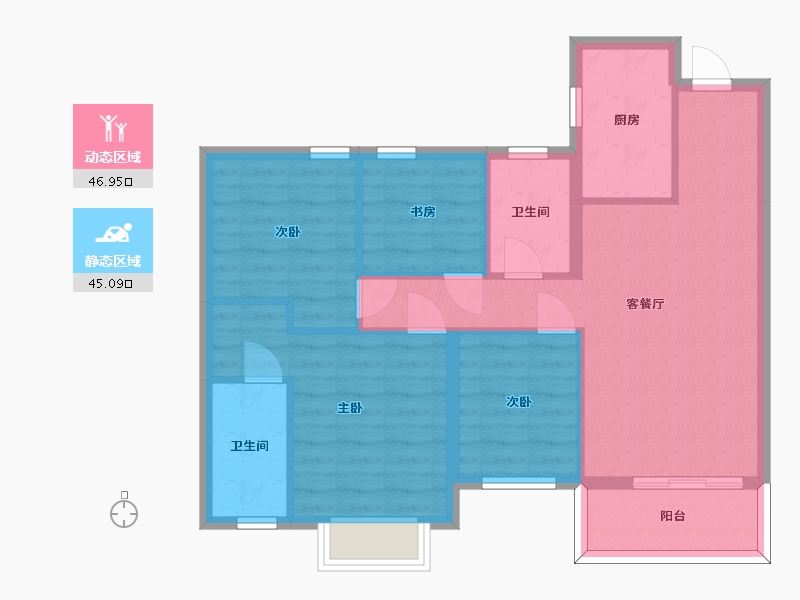 湖南省-长沙市-保利堂悦E户型5,4,1栋119m²-82.37-户型库-动静分区