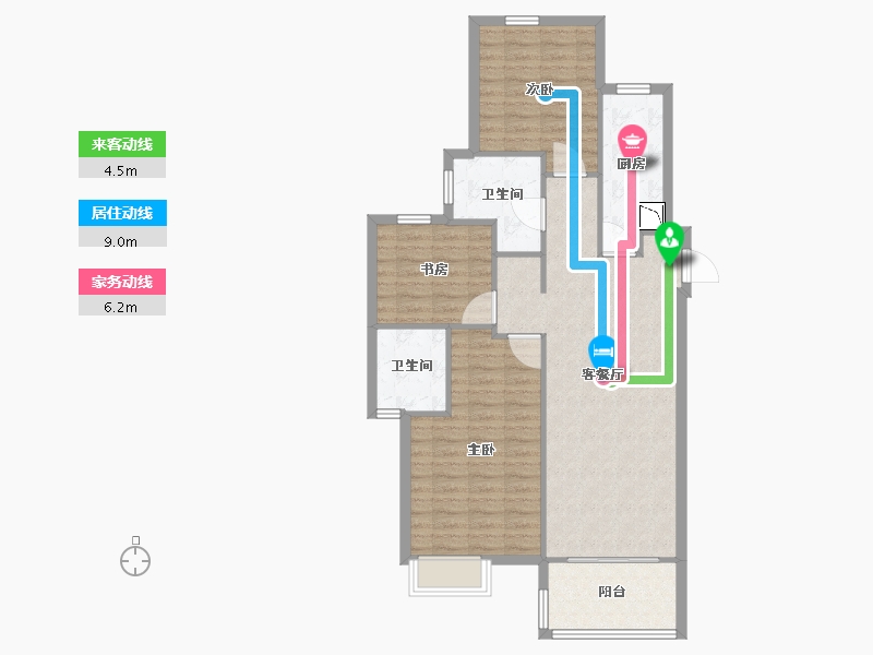 湖南省-长沙市-新力紫园2栋,4栋A1户型115m²-92.00-户型库-动静线