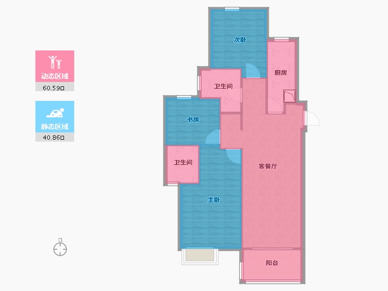 湖南省-长沙市-新力紫园2栋,4栋A1户型115m²-92.00-户型库-动静分区