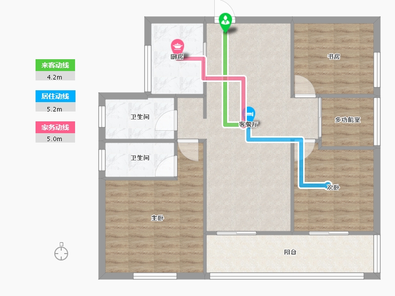 湖南省-长沙市-万境潇湘4,3栋D1户型109m²-87.67-户型库-动静线