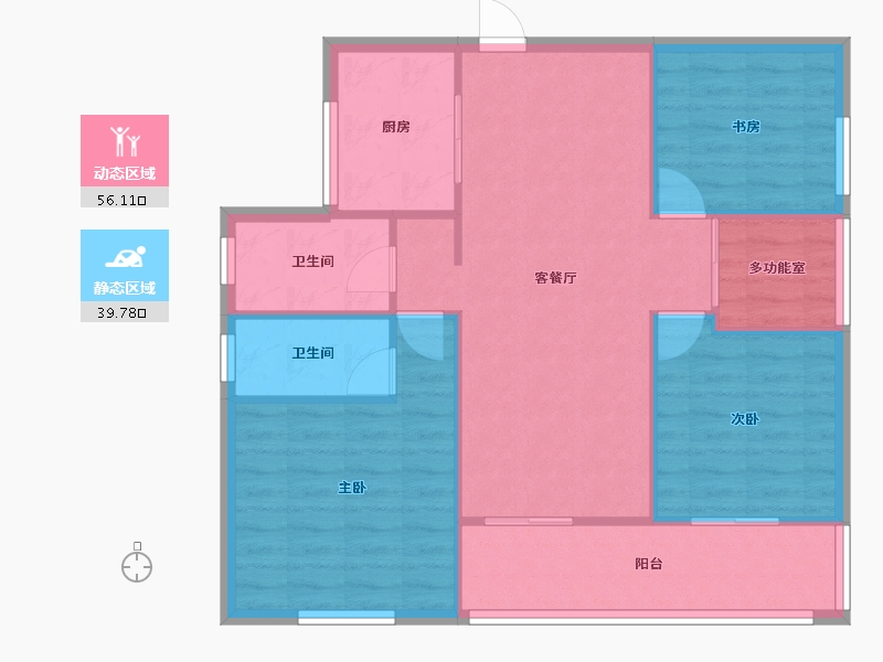 湖南省-长沙市-万境潇湘4,3栋D1户型109m²-87.67-户型库-动静分区