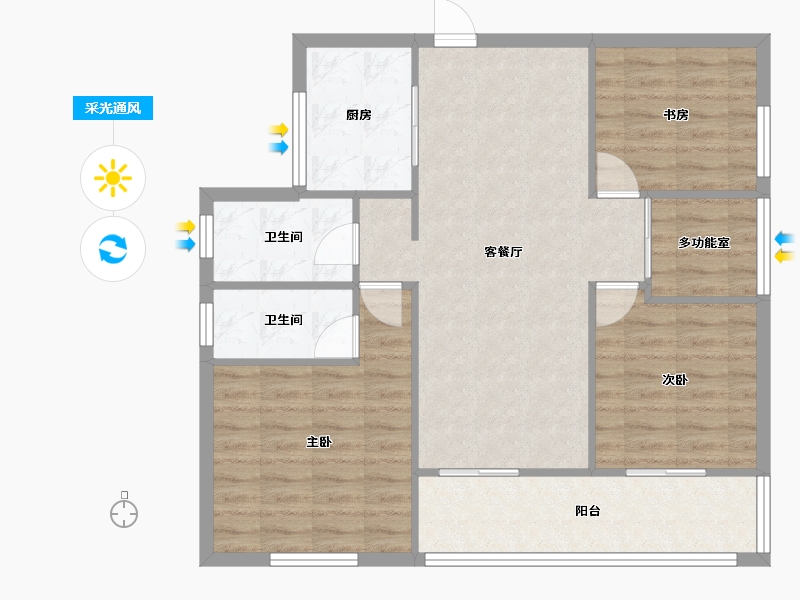 湖南省-长沙市-万境潇湘4,3栋D1户型109m²-87.67-户型库-采光通风