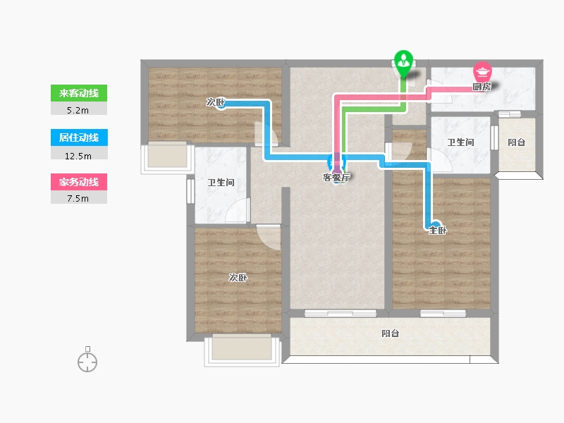 湖南省-长沙市-金茂建发观悦16，18，19，15号楼B户型115m²-92.00-户型库-动静线