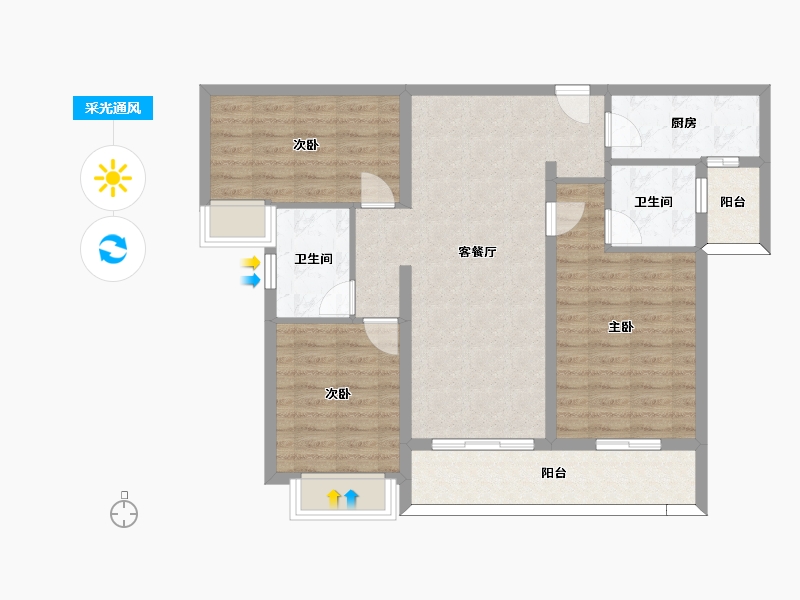 湖南省-长沙市-金茂建发观悦16，18，19，15号楼B户型115m²-92.00-户型库-采光通风