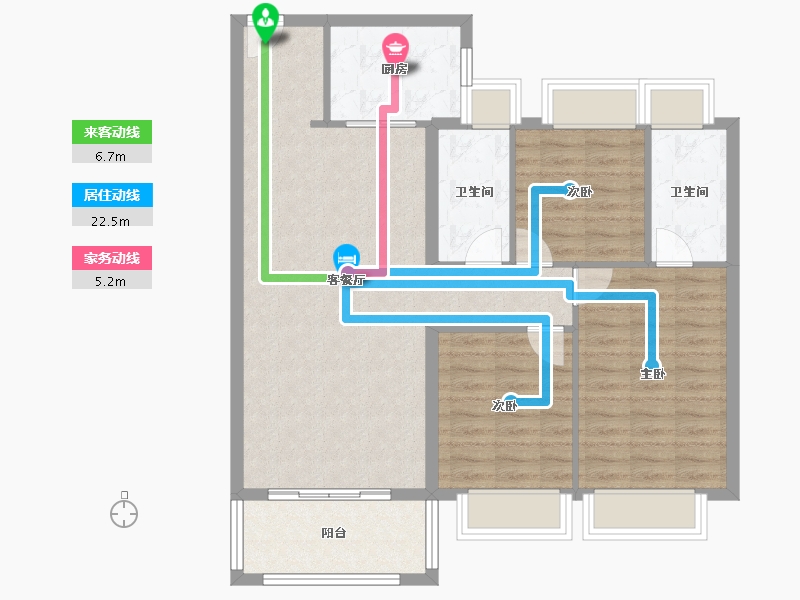 湖南省-长沙市-时代印记云渺1，2号楼115m²-92.00-户型库-动静线