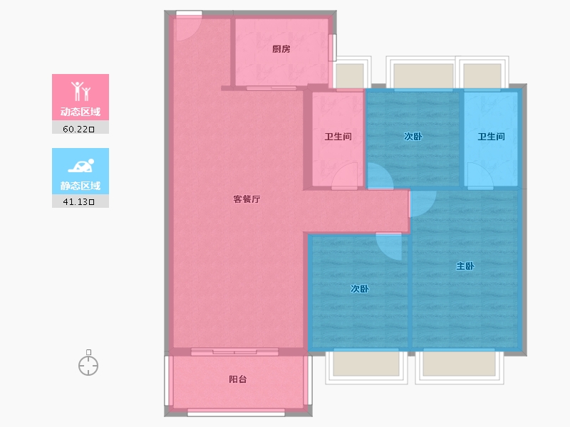 湖南省-长沙市-时代印记云渺1，2号楼115m²-92.00-户型库-动静分区