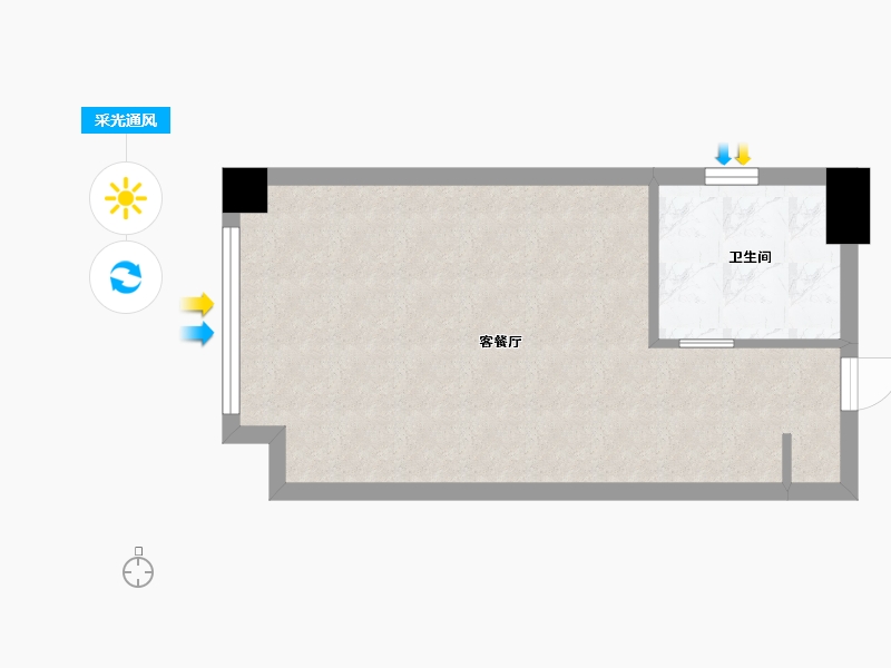 湖南省-长沙市-阳光城檀府3号楼A户型48m²-37.92-户型库-采光通风