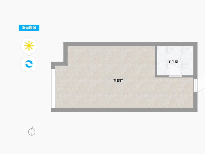 湖南省-长沙市-阳光城檀府3号楼B户型43m²-34.39-户型库-采光通风