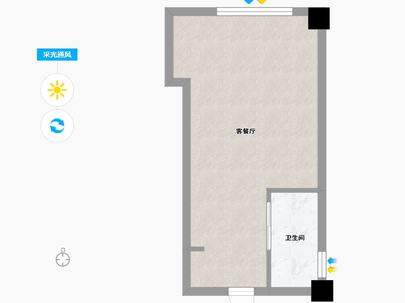 湖南省-长沙市-阳光城檀府3号楼F户型40m²-31.84-户型库-采光通风