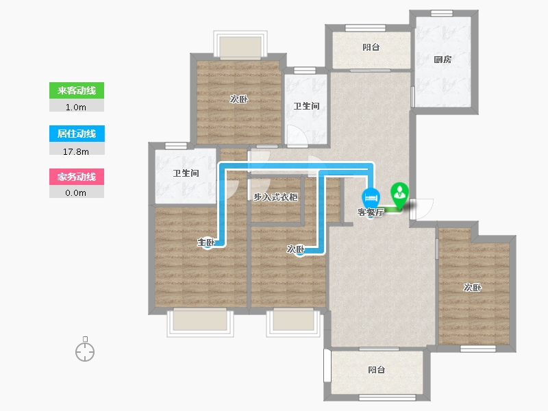 湖南省-长沙市-美的梧桐庄园7，8栋143㎡户型-112.06-户型库-动静线