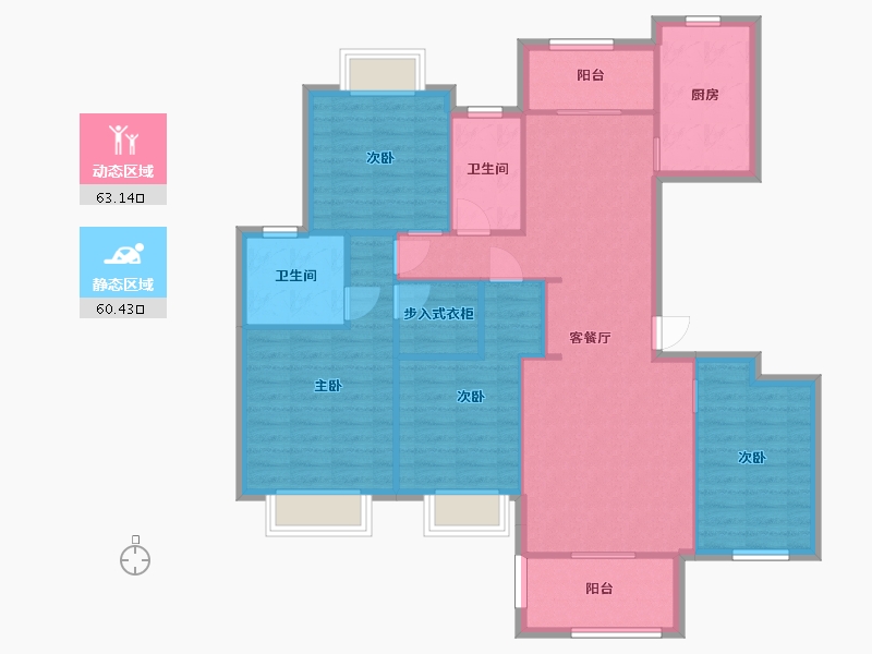 湖南省-长沙市-美的梧桐庄园7，8栋143㎡户型-112.06-户型库-动静分区