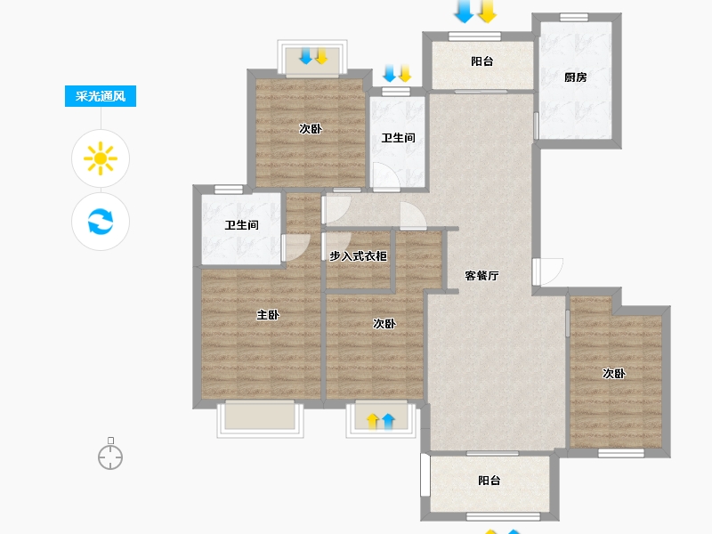 湖南省-长沙市-美的梧桐庄园7，8栋143㎡户型-112.06-户型库-采光通风