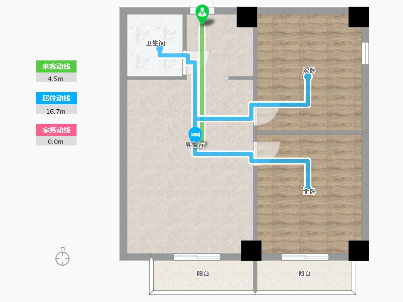 湖南省-长沙市-鑫远悦时代2号楼,2栋A6户型26房91m²-76.80-户型库-动静线