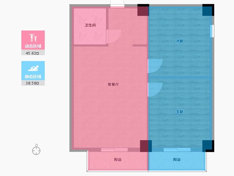 湖南省-长沙市-鑫远悦时代2号楼,2栋A6户型26房91m²-76.80-户型库-动静分区