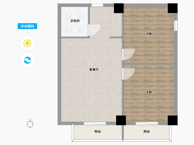 湖南省-长沙市-鑫远悦时代2号楼,2栋A6户型26房91m²-76.80-户型库-采光通风