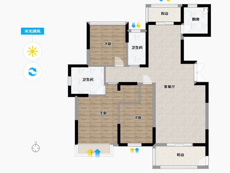 湖南省-长沙市-博林云栖D7号楼,D7栋户型141m²-108.75-户型库-采光通风