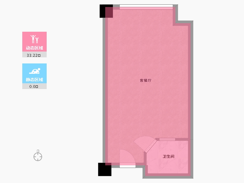 湖南省-长沙市-麦芒国际2栋B1户型49m²-30.12-户型库-动静分区