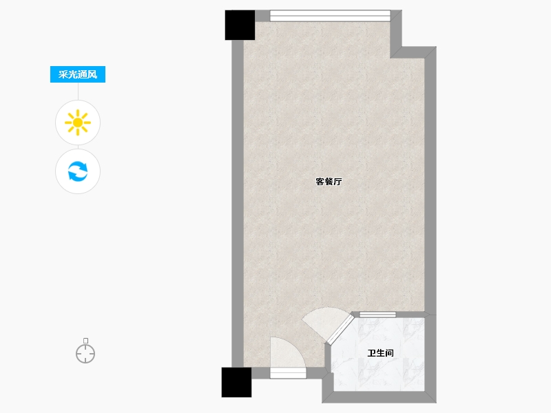 湖南省-长沙市-麦芒国际2栋B1户型49m²-30.12-户型库-采光通风