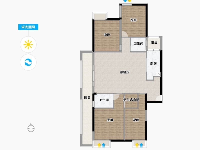 湖南省-长沙市-凯乐国际城8栋A1户型182m²-141.82-户型库-采光通风