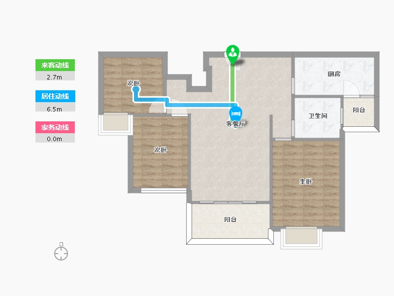 湖南省-长沙市-恒大御景天下64,65,66栋105m²-80.34-户型库-动静线