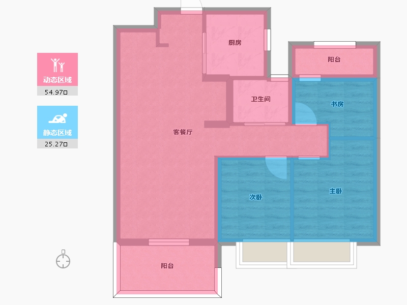 湖南省-长沙市-南益名士豪庭21,22栋A1户型94m²-71.13-户型库-动静分区