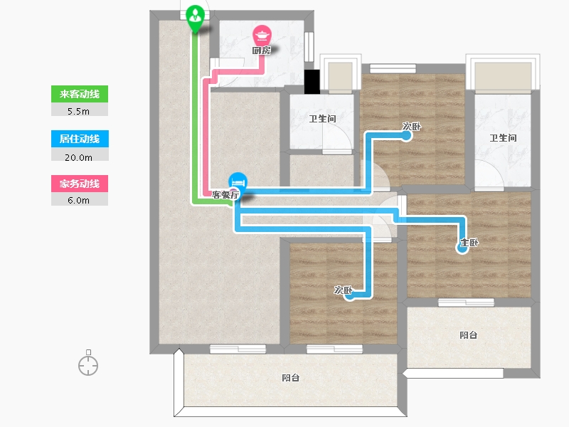 湖南省-长沙市-旭辉汇樾城10，9，8，7号楼C3户型110m²-82.21-户型库-动静线