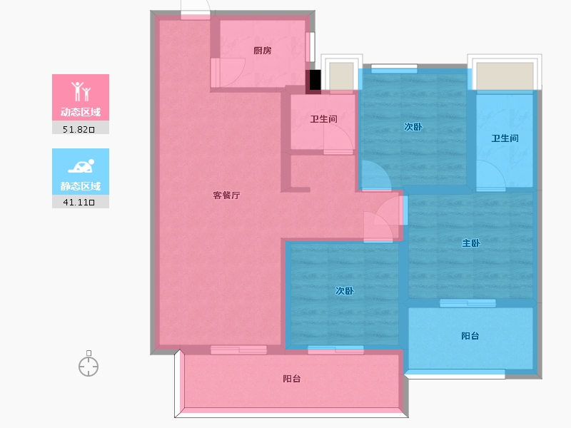 湖南省-长沙市-旭辉汇樾城10，9，8，7号楼C3户型110m²-82.21-户型库-动静分区