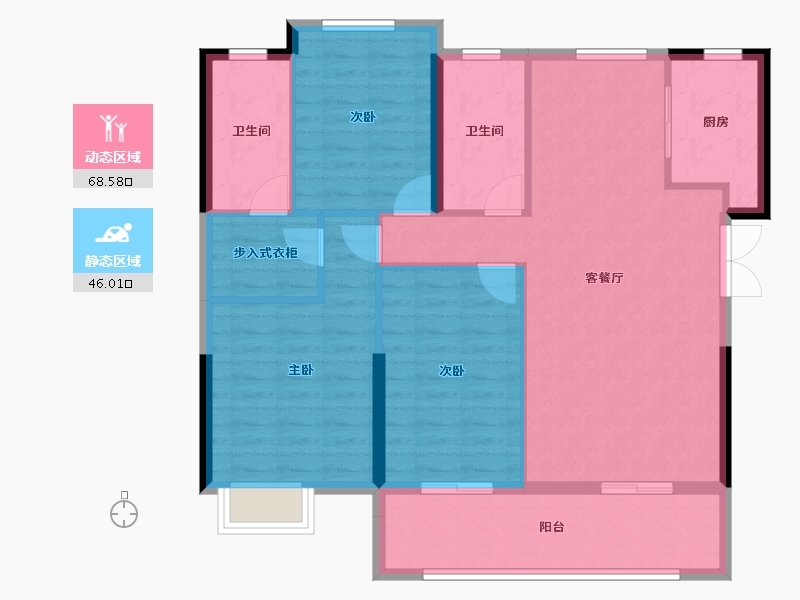 湖北省-仙桃市-沔阳清华园-104.16-户型库-动静分区