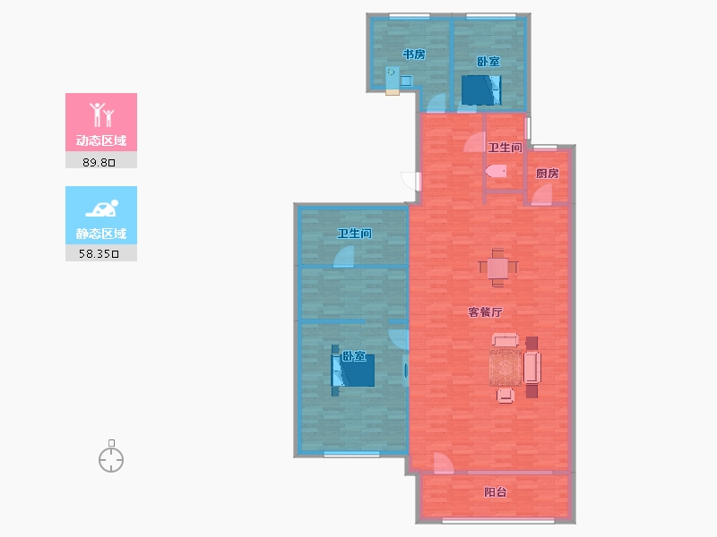 江苏省-南京市-卧龙湖小镇卧龙湖小镇172m²-137.16-户型库-动静分区