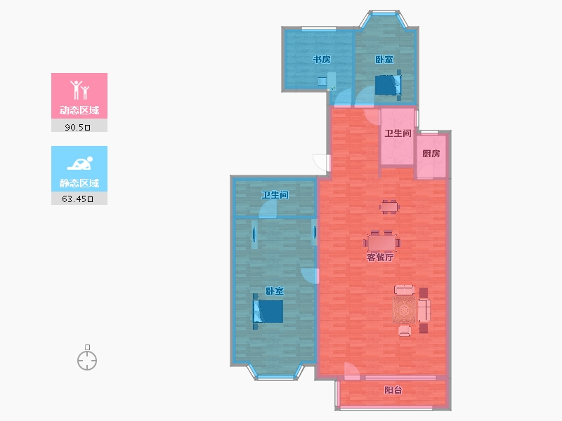 江苏省-南京市-卧龙湖小镇F户型177m²-141.29-户型库-动静分区