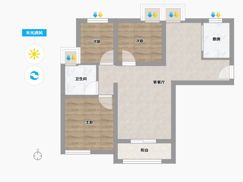 福建省-厦门市-莱昂-53.49-户型库-采光通风