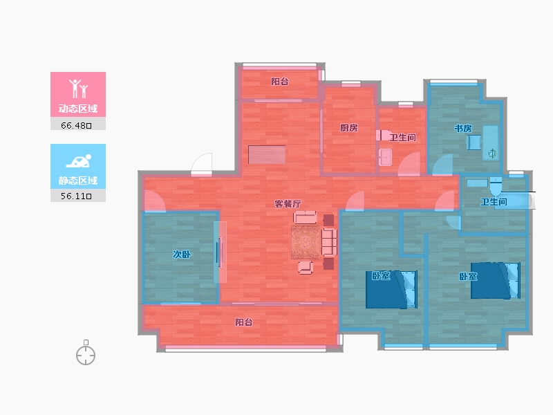 江苏省-南京市-溧水万达广场140㎡户型-112.04-户型库-动静分区