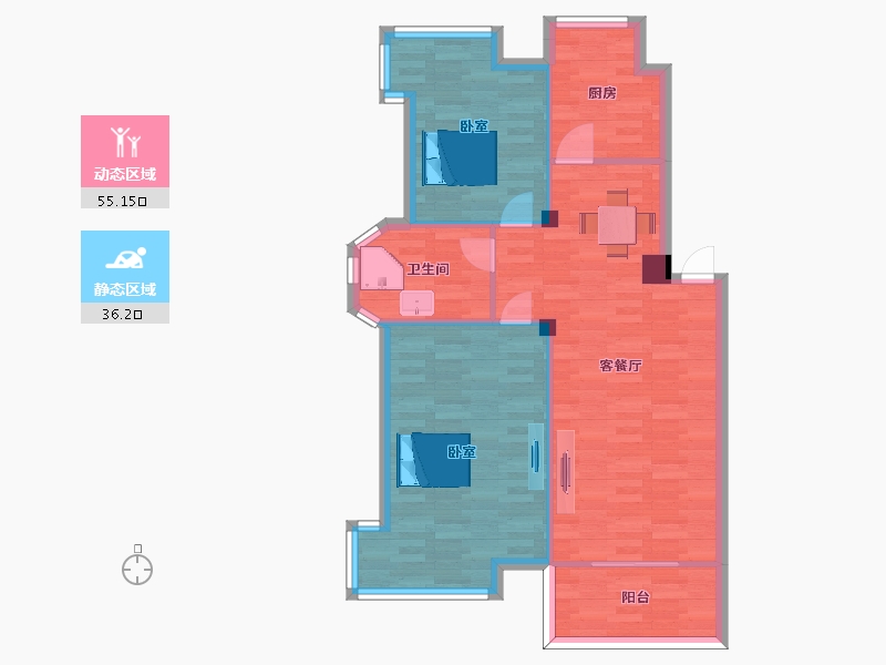 江苏省-南京市-万景佳苑C90m²-78.93-户型库-动静分区