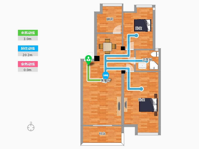 江苏省-南京市-万景佳苑D90m²-77.00-户型库-动静线