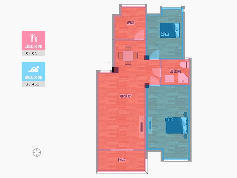 江苏省-南京市-万景佳苑D90m²-77.00-户型库-动静分区