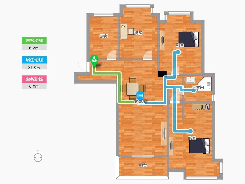 江苏省-南京市-万景佳苑A-2户型118m²-93.57-户型库-动静线