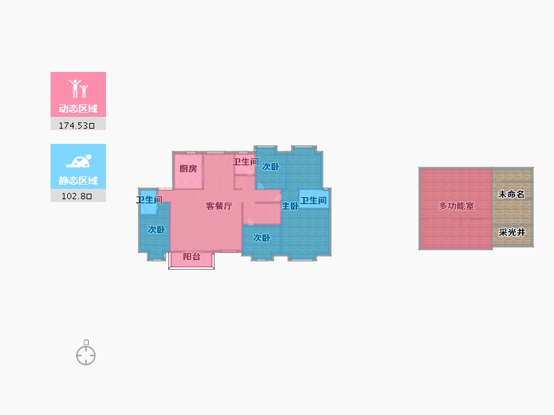 江苏省-南京市-爱涛天禧明庭H户型246m²-199.55-户型库-动静分区