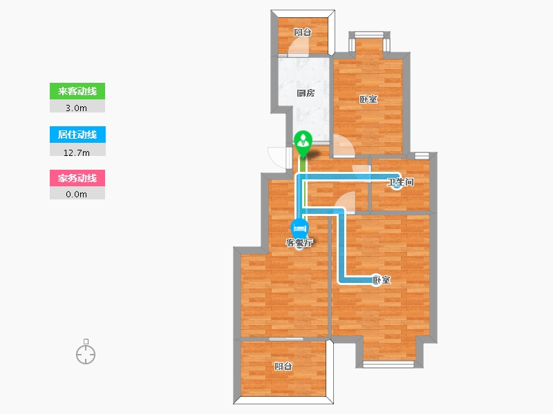 江苏省-南京市-橡树城春熙苑41，43，44，Ga1户型82m²-65.99-户型库-动静线