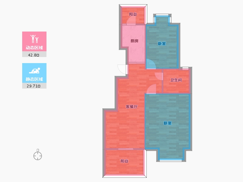 江苏省-南京市-橡树城春熙苑41，43，44，Ga1户型82m²-65.99-户型库-动静分区