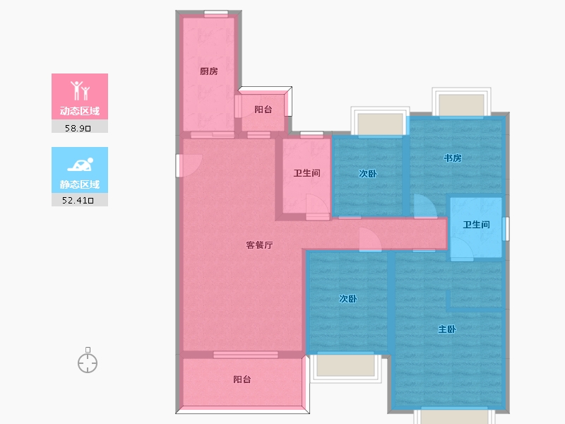 湖南省-长沙市-浏阳恒大华府四期7,10栋142.25㎡户型-99.02-户型库-动静分区