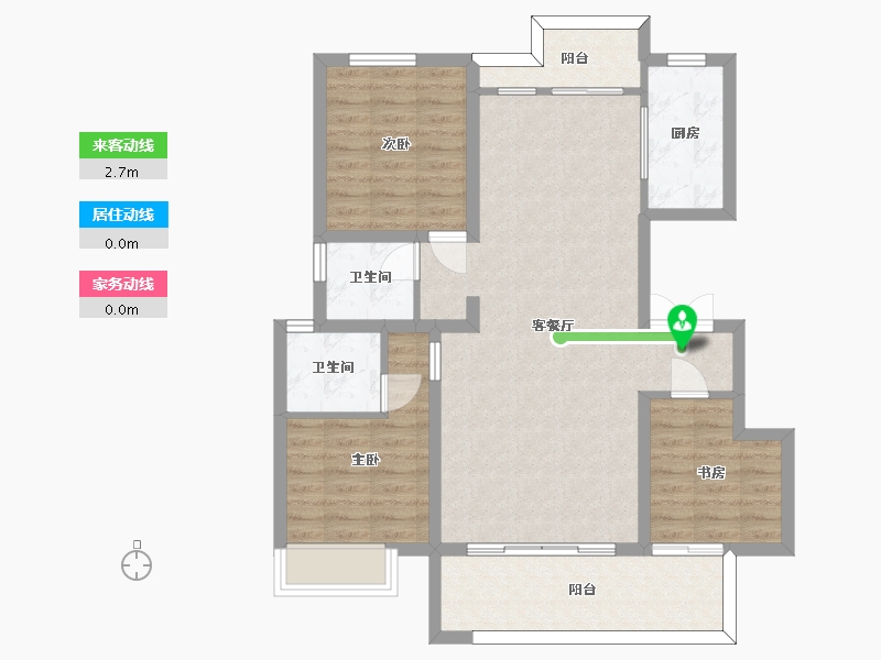 湖南省-长沙市-和泓桃李春风D3栋D户型114m²-91.00-户型库-动静线