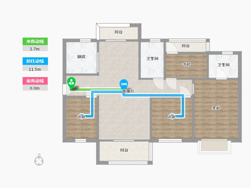 湖南省-长沙市-保利香槟国际E1,E4号楼C户型115m²-88.90-户型库-动静线