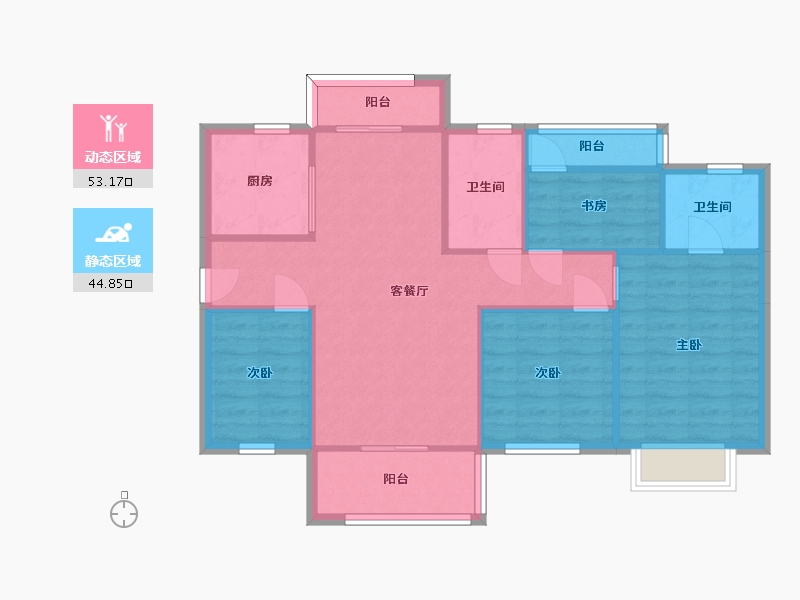 湖南省-长沙市-保利香槟国际E1,E4号楼C户型115m²-88.90-户型库-动静分区