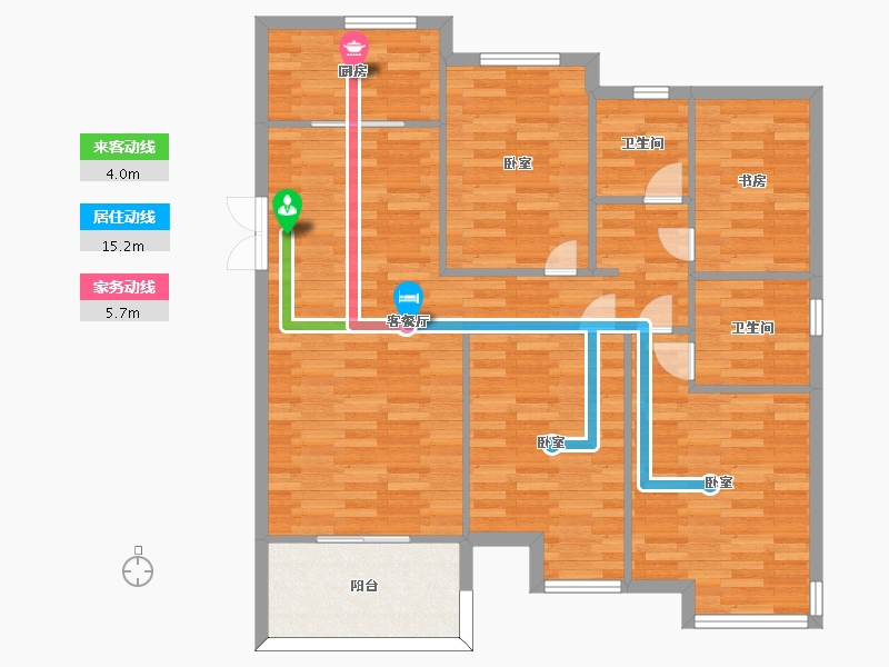 江苏省-南京市-高淳雅居乐花园29，30，27，28幢,125m²-100.08-户型库-动静线