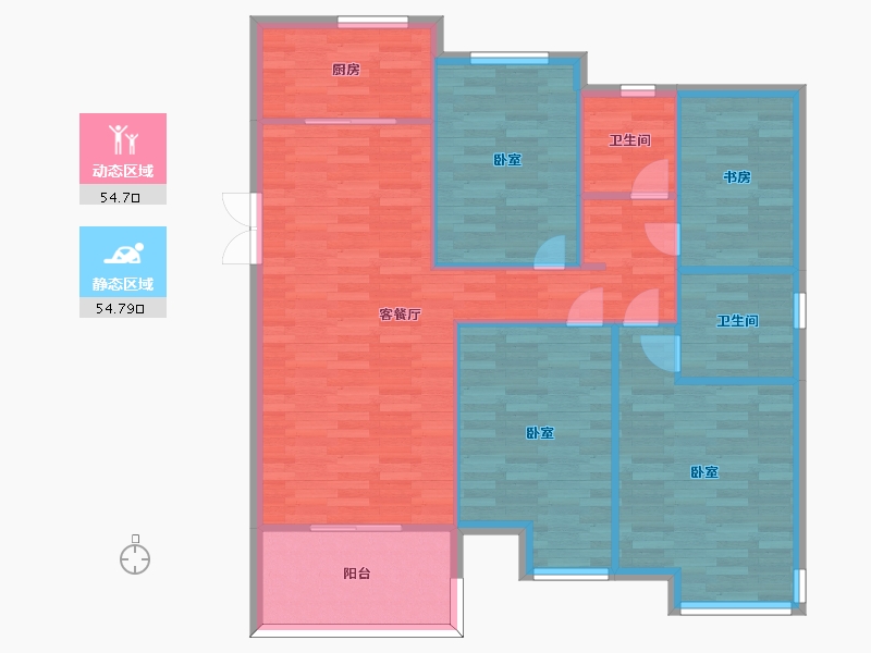 江苏省-南京市-高淳雅居乐花园29，30，27，28幢,125m²-100.08-户型库-动静分区